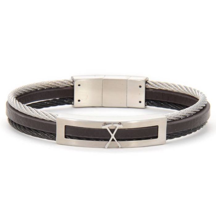 Bracelet Homme Polo Santa Barbara - Marron &  Silver