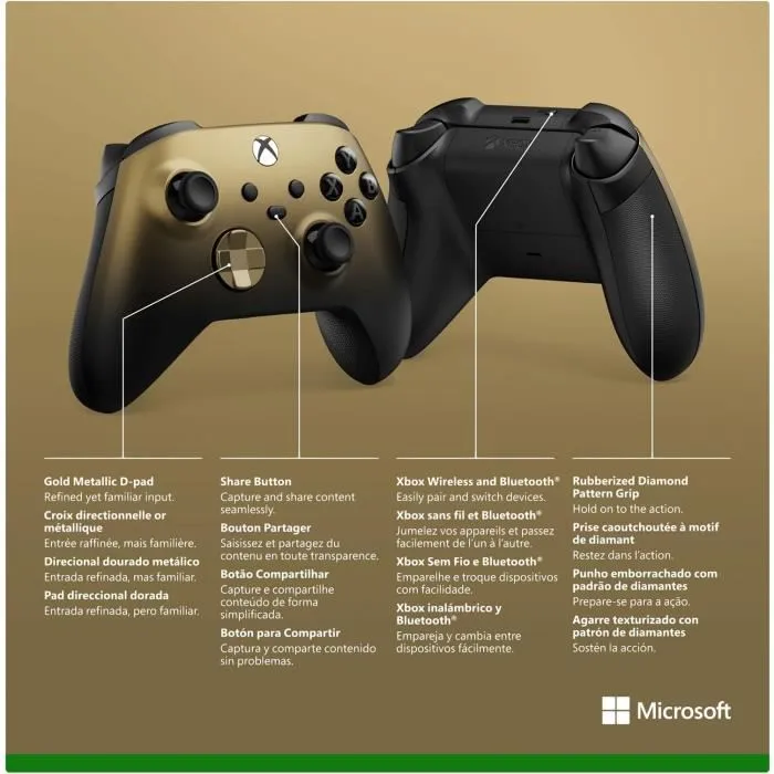 Manette de Jeu Xbox Sans Fil édition Gold Shadow