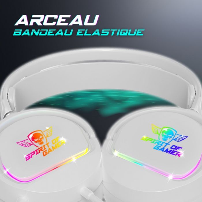 Micro Casque Gaming Filaire Spirit Of Gamer Pro H6 RGB - Blanc