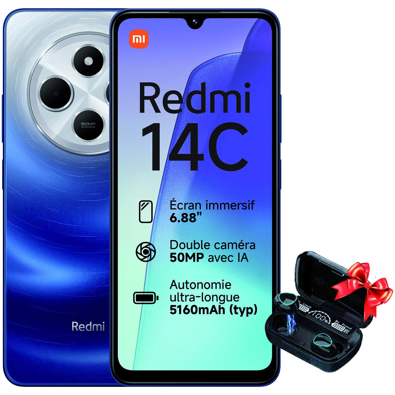 Xiaomi Redmi 14C 4GO 128GO - Bleu + Écouteur Gratuit