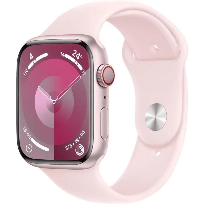 Apple Watch Series 9 GPS - 45mm - Boîtier Pink Aluminium - Bracelet Light Pink Sport Band - S/M