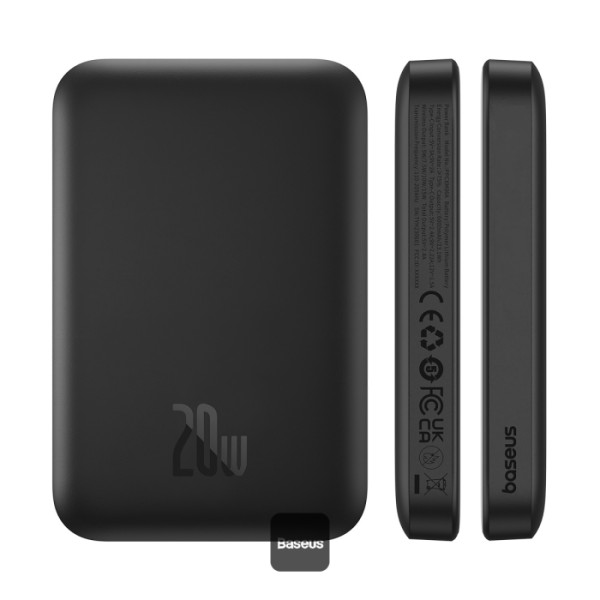 Power Bank Baseus Mini Air 6000mAh Batterie externe sans fil magnétique 15W avec port PD 20W Type-C - Noir