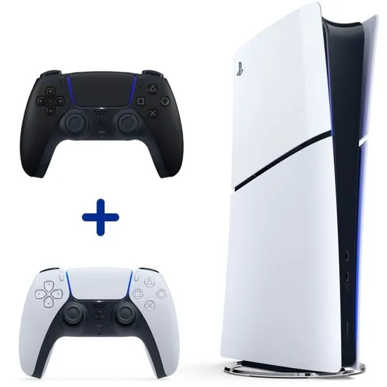 Pack PS5 Digital : Console PS5 Digitale (Modèle Slim) + 2ème Manette sans fil PS5 DualSense Noire