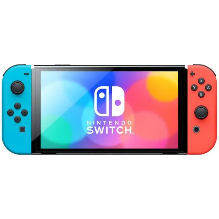 Console Nintendo Switch - Modèle OLED • Bleu Néon & Rouge Néon + Mario Kart 8 Deluxe (Code) + 3 mois d'abonnement NSO (Code)