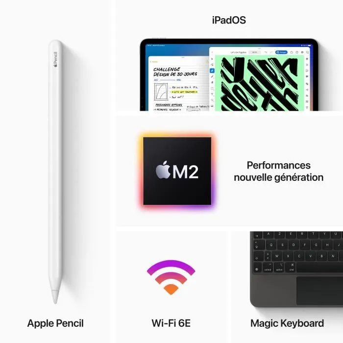 Apple - iPad Pro M2 (2022) - 11" - WiFi - 256 Go - Gris Sidéral