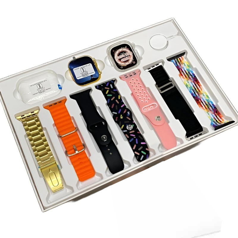 Montre Connectée I20 Ultra Max 10 en 1 + AirPods + 7 Ceintures- Gold - Pack Complet
