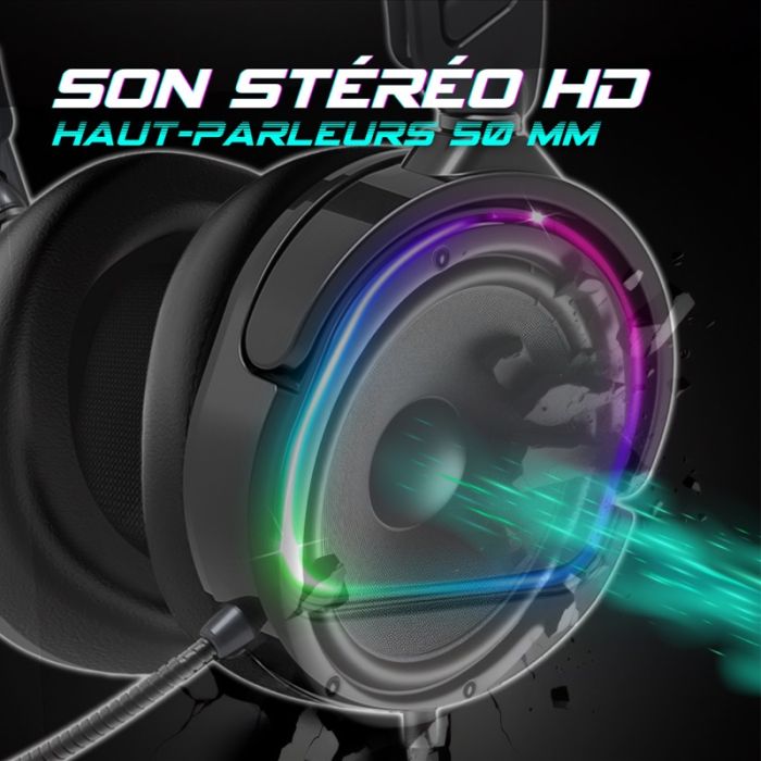 Micro Casque Gaming Filaire Spirit Of Gamer Pro H6 RGB - Noir