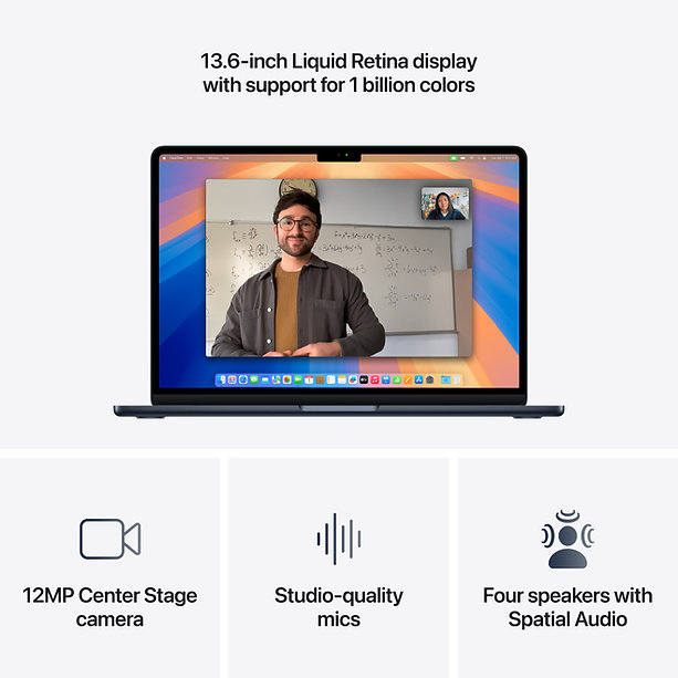 Apple - 13" MacBook Air M4 (2025) - RAM 16Go - Stockage 256Go SSD - Minuit