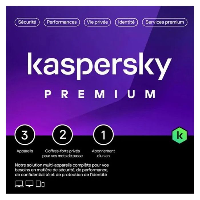 Antivirus KASPERSKY PREMIUM – Licence 5 Postes / 1 An