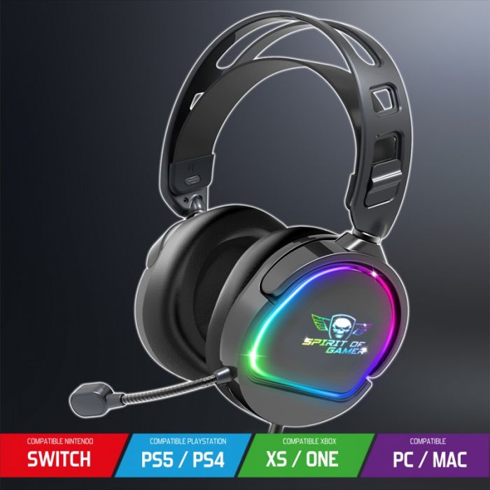 Micro Casque Gaming Filaire Spirit Of Gamer Pro H6 RGB - Noir