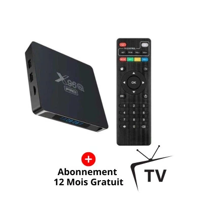 BOX TV Android X96Q Pro 4GO 32GO + 12 mois abonnement MAGNUM Gratuit