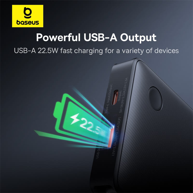 Power Bank Baseus Airpow Lite 10000 mAh 22,5 W avec double câble