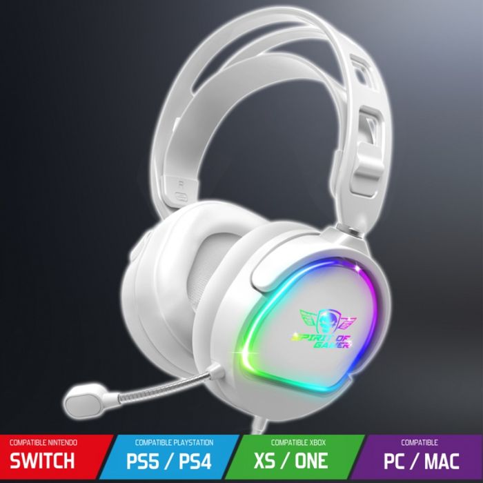 Micro Casque Gaming Filaire Spirit Of Gamer Pro H6 RGB - Blanc