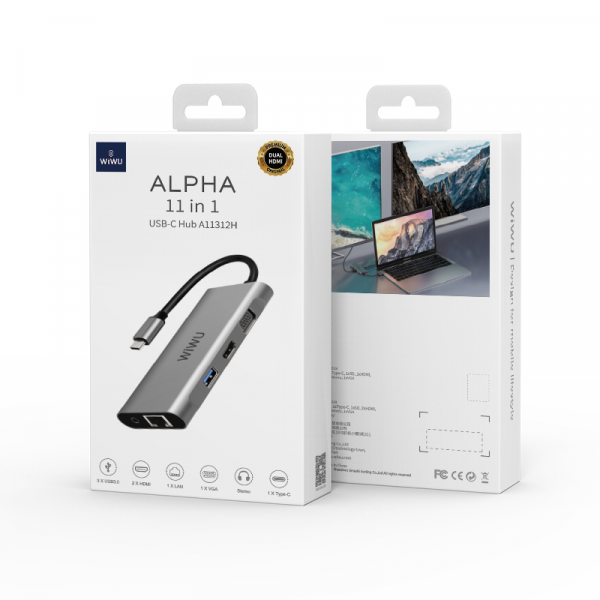 WIWU ALPHA 11 IN 1 USB-C HUB A11312H - GRAY