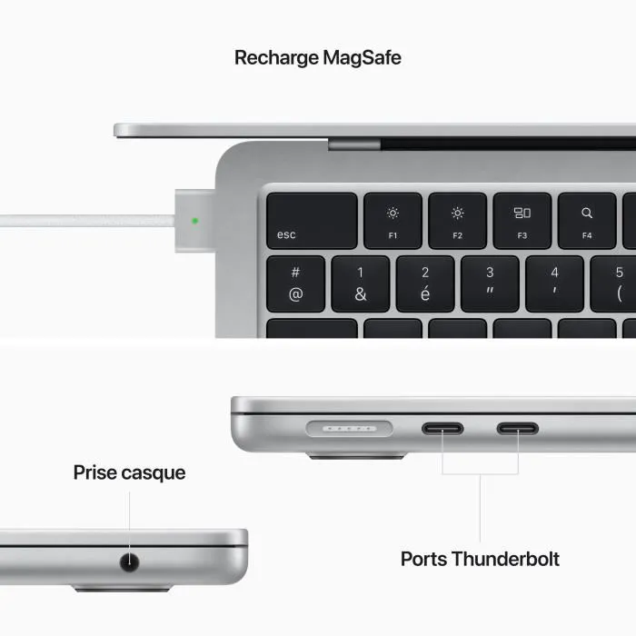 Apple - 13,6" MacBook Air M2 - RAM 8Go - Stockage 256Go - Argent - AZERTY