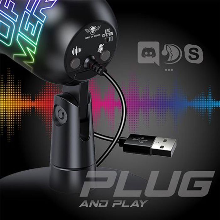 Microphone Gamer Filaire Spirit Of Gamer Clardiod EKO400 - Noir