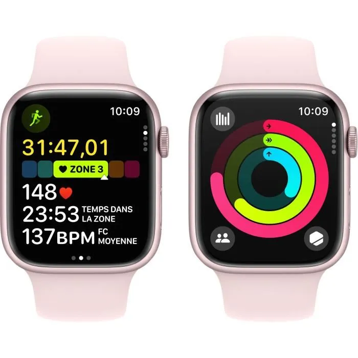 Apple Watch Series 9 GPS - 41mm - Boîtier Pink Aluminium - Bracelet Light Pink Sport Band - S/M