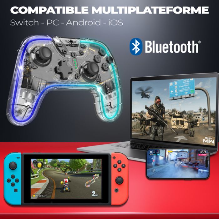 Manette de Jeu Sans Fil Spirit Of Gamer Pulse RGB - Transparente