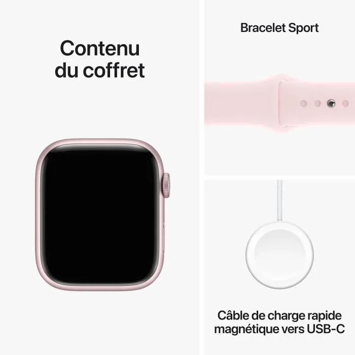 Apple Watch Series 9 GPS - 41mm - Boîtier Pink Aluminium - Bracelet Light Pink Sport Band - S/M