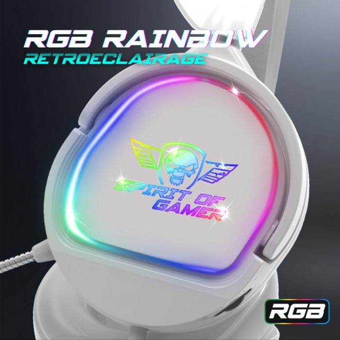 Micro Casque Gaming Filaire Spirit Of Gamer Pro H6 RGB - Blanc