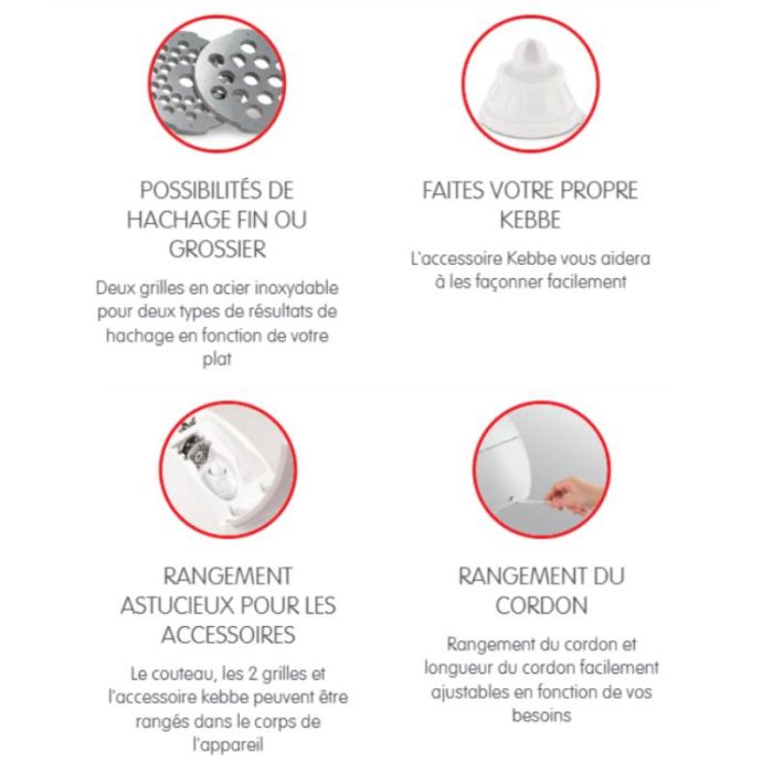 Hachoir à Viande Moulinex HV8 ME620 2000Watts -Blanc + Poêle Grill en fonte G284432 Gratuite