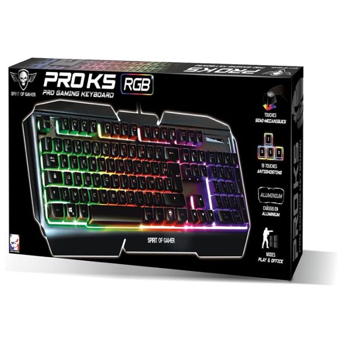 Clavier Gamer Filaire Spirit Of Gamer Pro K5 RGB - Noir